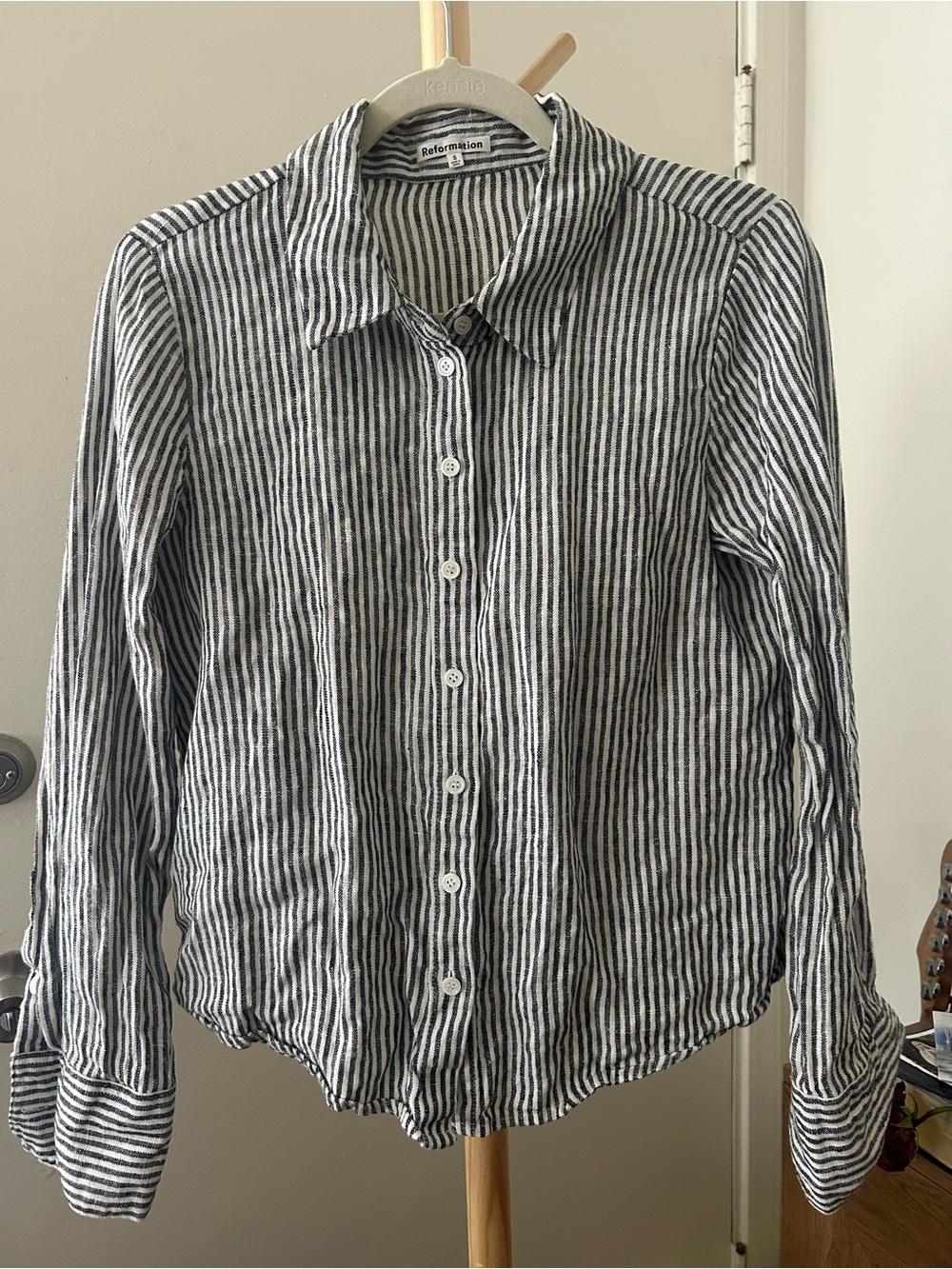 Reformation Vertical Stripe Button-Down shirt Size L